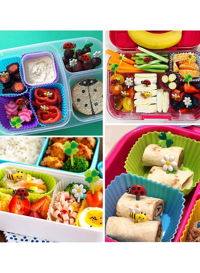 16 Pcs Cute Food Picks for Kids Bento Box Reusable Animal Fruit Forks Bee Daisy Clover Ladybug Lunch Box Accessories,for Toddlers Fun Bento Decoration Tools Birthday Party Holiday Picnics - Image 2